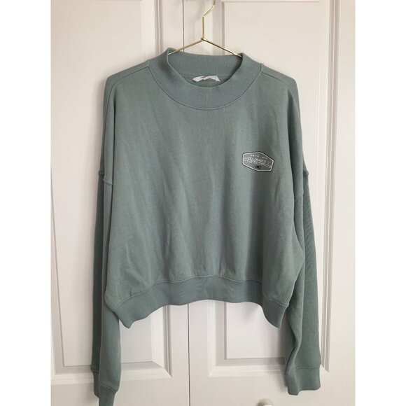 O'Neill Moment crop Pullover fleece Green sweatshirt NWOT size Medium - Picture 3 of 6